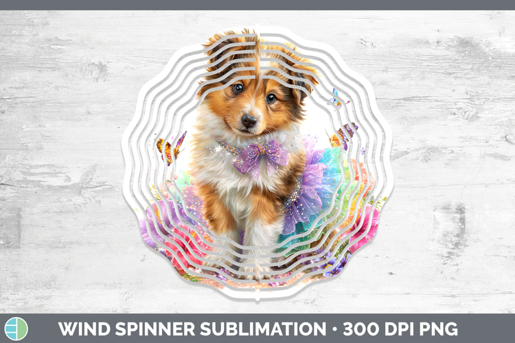 Dogs 04 Rainbow Summer Rough Collie Wind Spinner Sublimation