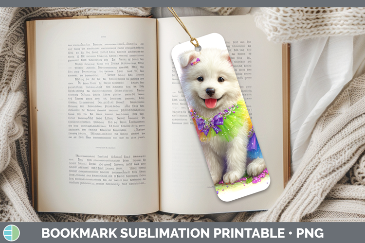 Dogs 04 Rainbow Summer Samoyed Bookmark Sublimation Printabl