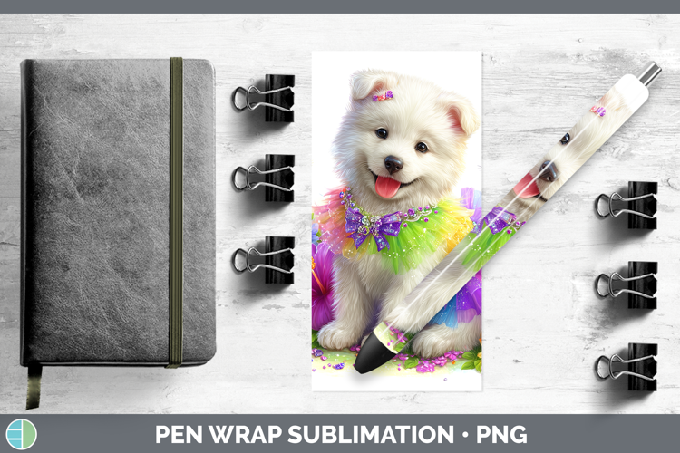 Dogs 04 Rainbow Summer Samoyed Pen Wrap Sublimation Pen Desi