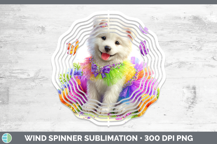 Dogs 04 Rainbow Summer Samoyed Wind Spinner Sublimation Spin