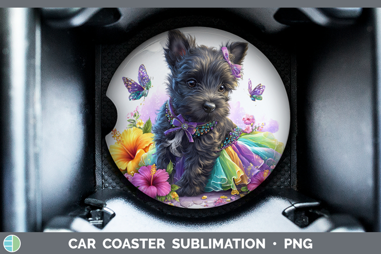 Dogs 04 Rainbow Summer Scottish Terrier Car Coaster Sublimat