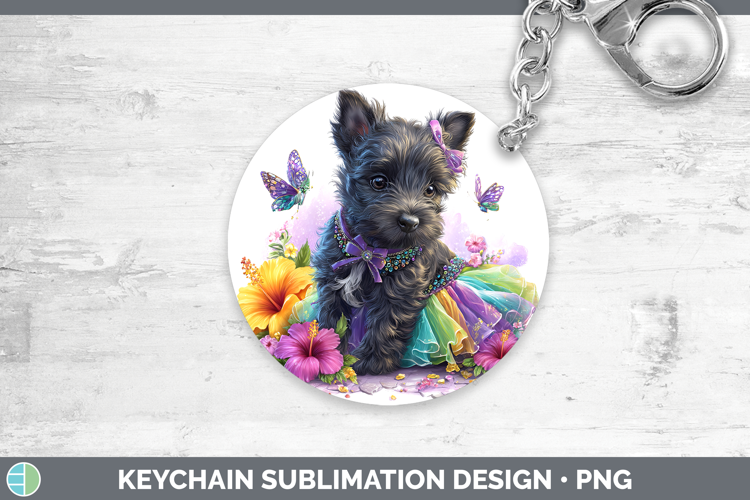 Dogs 04 Rainbow Summer Scottish Terrier Keychain Sublimation