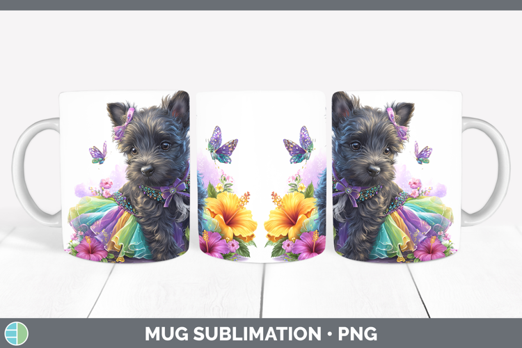 Dogs 04 Rainbow Summer Scottish Terrier Mug Wrap Sublimation