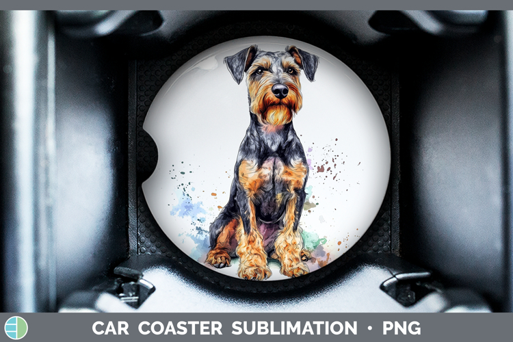 Dogs 04 Splash Airedale Terrier Car Coaster Sublimation Des