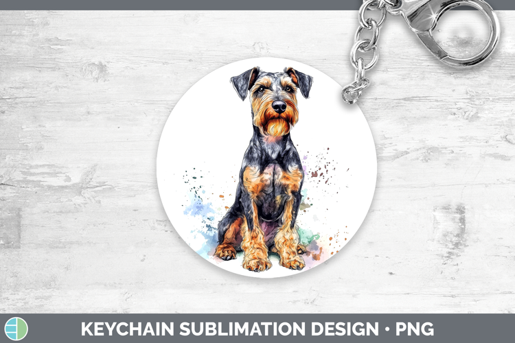 Dogs 04 Splash Airedale Terrier Keychain Sublimation Keyring