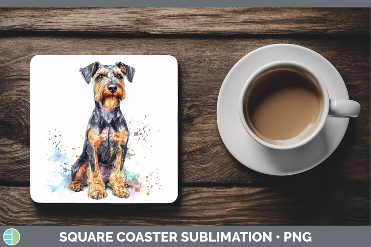 Dogs 04 Splash Airedale Terrier Square Coaster Sublimation C