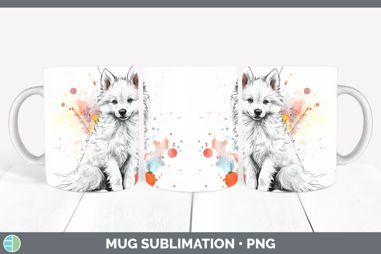 Dogs 04 Splash American Eskie Mug Wrap Sublimation Coffee Cu