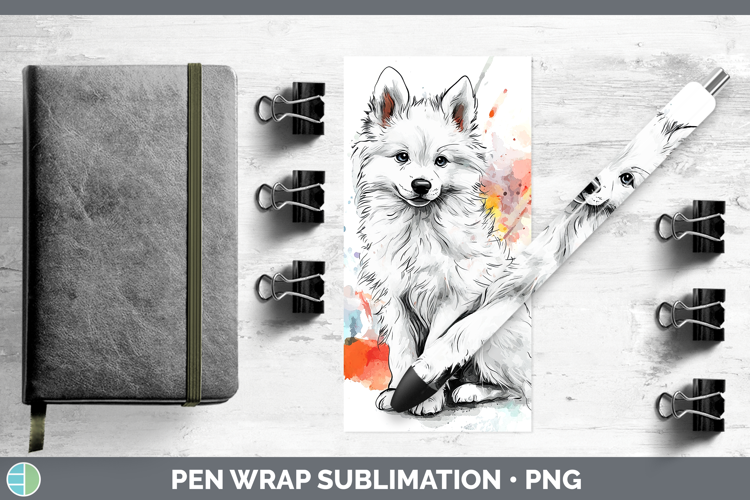 Dogs 04 Splash American Eskie Pen Wrap Sublimation Pen Desig