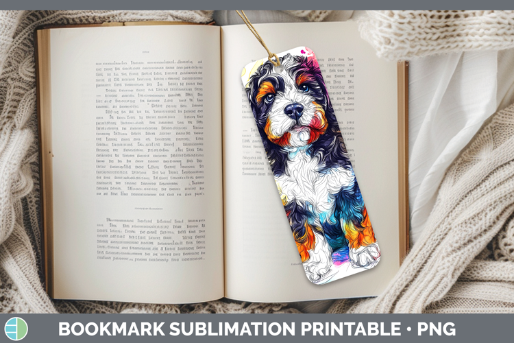 Dogs 04 Splash Bernedoodle Bookmark Sublimation Printable De