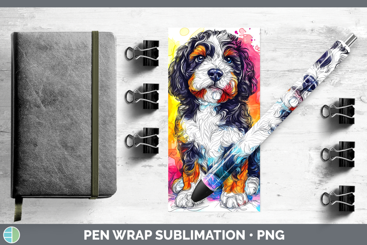 Dogs 04 Splash Bernedoodle Pen Wrap Sublimation Pen Designs