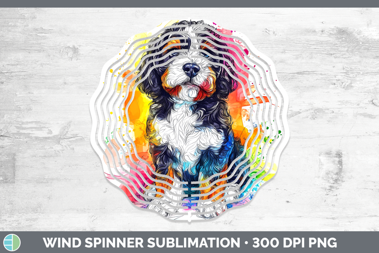 Dogs 04 Splash Bernedoodle Wind Spinner Sublimation Spinner
