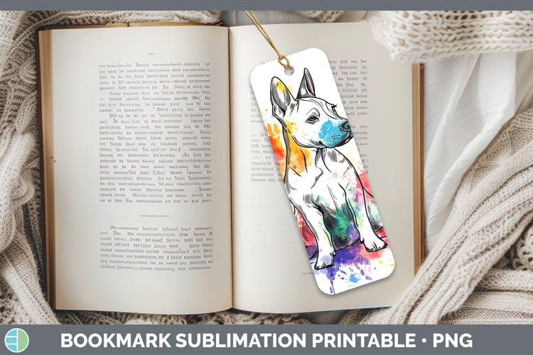 Dogs 04 Splash Bull Terrier Bookmark Sublimation Printable D