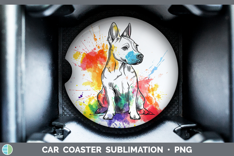 Dogs 04 Splash Bull Terrier Car Coaster Sublimation Designs