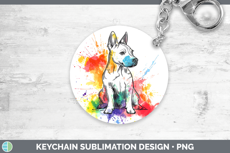 Dogs 04 Splash Bull Terrier Keychain Sublimation Keyring Des