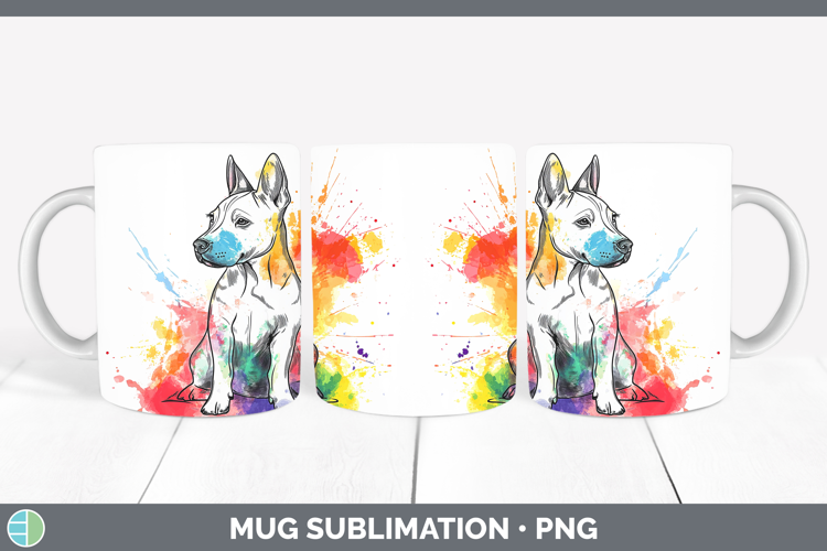 Dogs 04 Splash Bull Terrier Mug Wrap Sublimation Coffee Cup