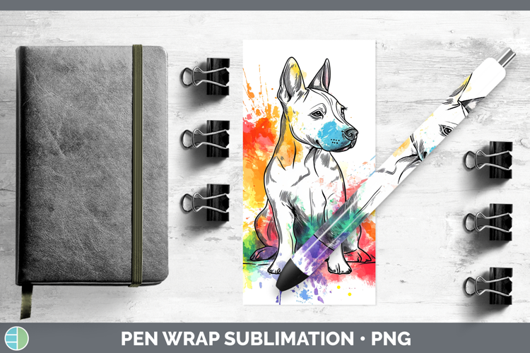 Dogs 04 Splash Bull Terrier Pen Wrap Sublimation Pen Designs