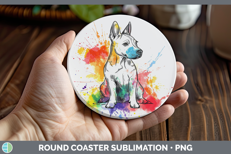 Dogs 04 Splash Bull Terrier Round Coaster Sublimation Coaste