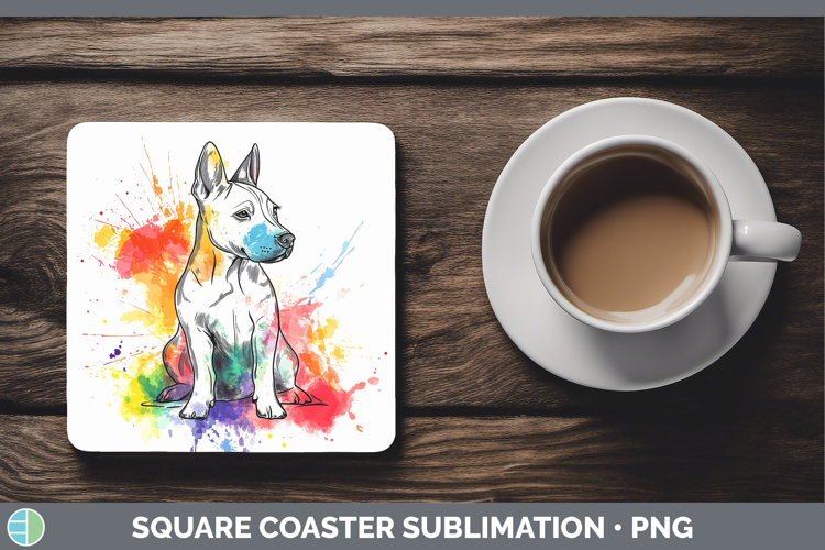 Dogs 04 Splash Bull Terrier Square Coaster Sublimation Coast