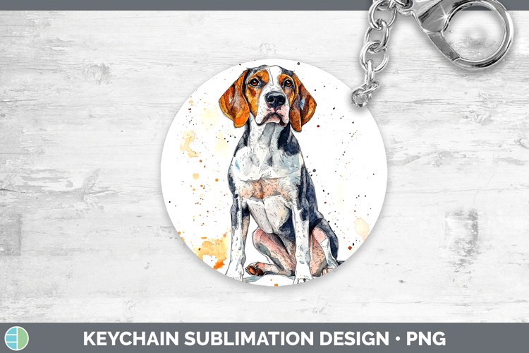 Dogs 04 Splash English Coonhound Keychain Sublimation Keyrin