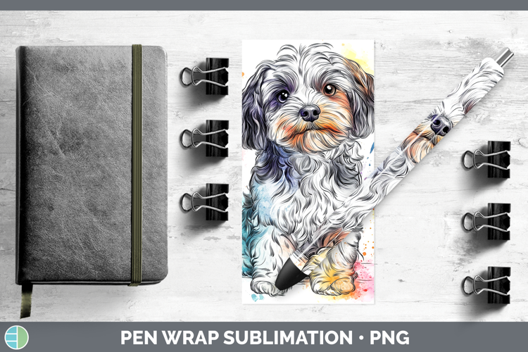 Dogs 04 Splash Havanese Pen Wrap Sublimation Pen Designs