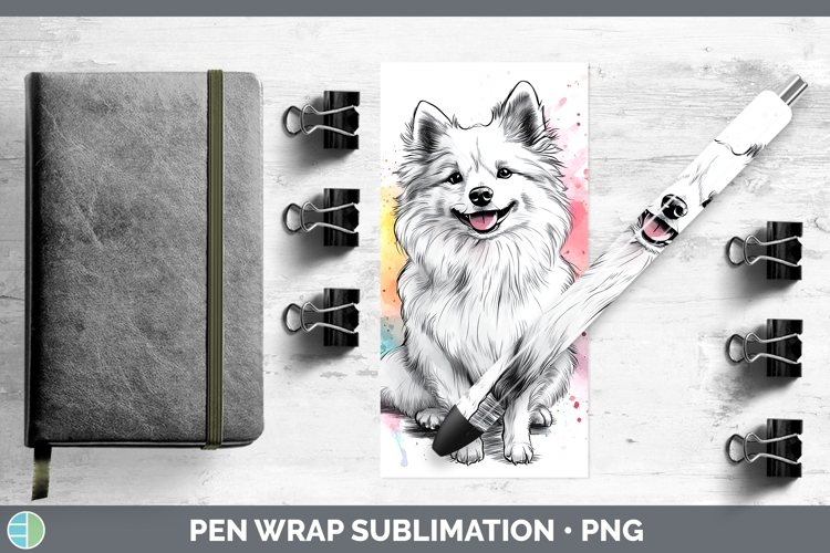 Dogs 04 Splash Japanese Spitz Pen Wrap Sublimation Pen Desig