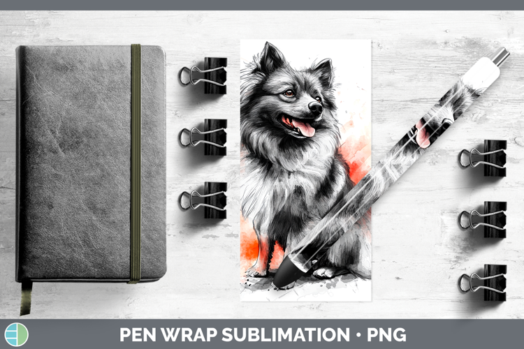 Dogs 04 Splash Keeshond Pen Wrap Sublimation Pen Designs