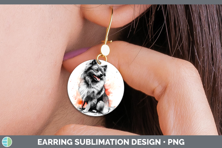 Dogs 04 Splash Keeshond Round Earrings Sublimation Earrings