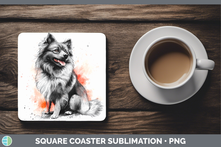 Dogs 04 Splash Keeshond Square Coaster Sublimation Coaster D