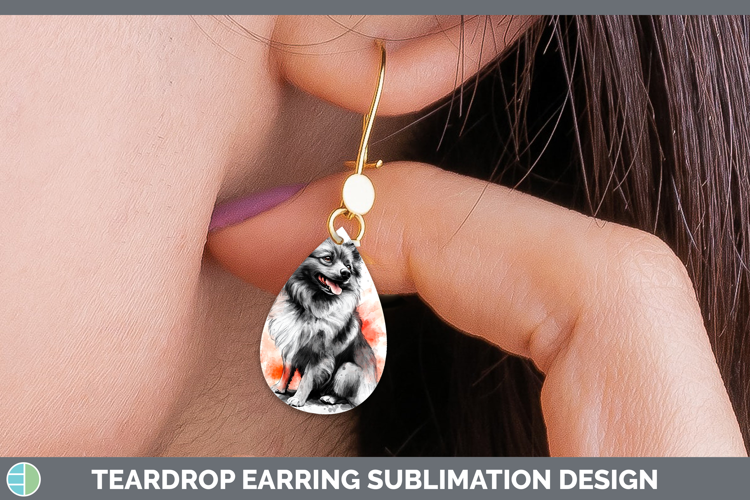 Dogs 04 Splash Keeshond Teardrop Earrings Sublimation Earrin