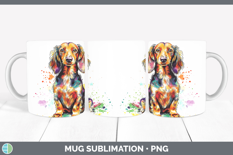 Dogs 04 Splash Long-haired Dachshund Mug Wrap Sublimation Co