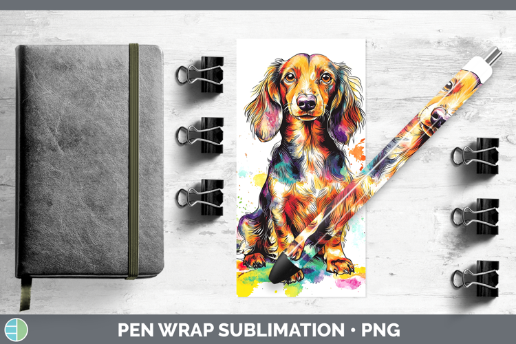 Dogs 04 Splash Long-haired Dachshund Pen Wrap Sublimation Pe