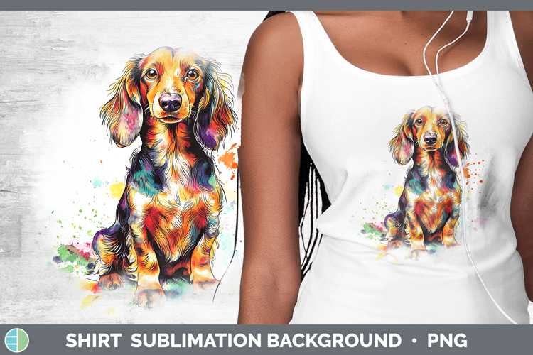 Dogs 04 Splash Long-haired Dachshund Shirt Sublimation Subli