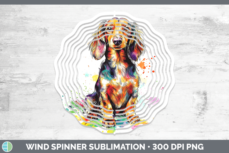 Dogs 04 Splash Long-haired Dachshund Wind Spinner Sublimatio