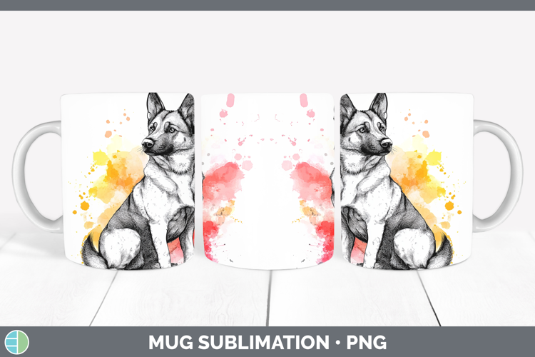 Dogs 04 Splash Norwegian Elkhound Mug Wrap Sublimation Coffe