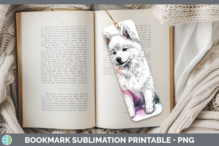 Dogs 04 Splash Samoyed Bookmark Sublimation Printable Design