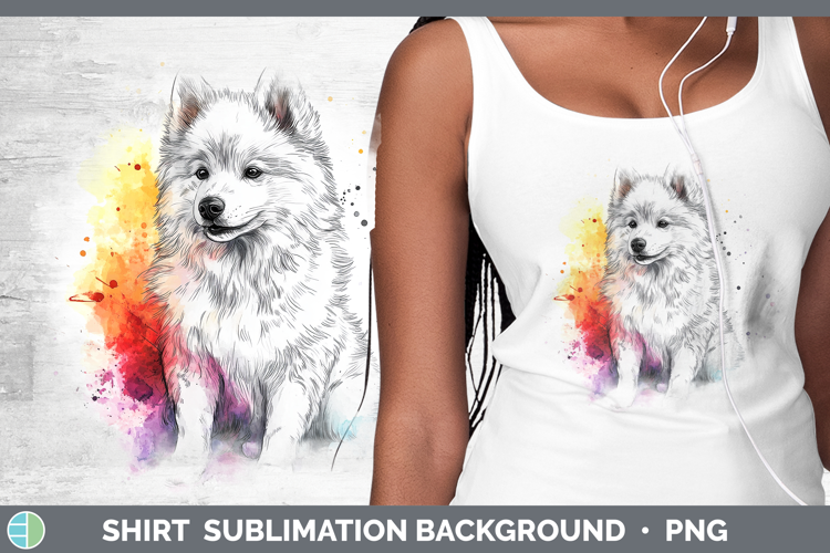 Dogs 04 Splash Samoyed Shirt Sublimation Sublimation Backgro