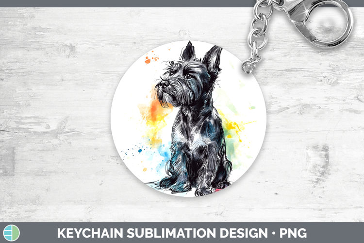 Dogs 04 Splash Scottish Terrier Keychain Sublimation Keyring