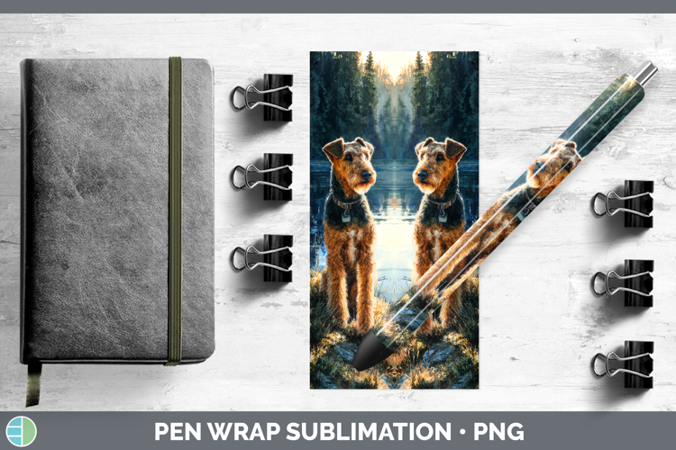 Airedale Terrier Dogs 04 Sunset Pen Wrap Sublimation Design