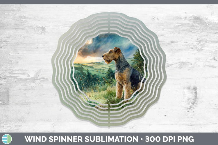 Airedale Terrier Dogs 04 Sunset Wind Spinner Sublimation Des