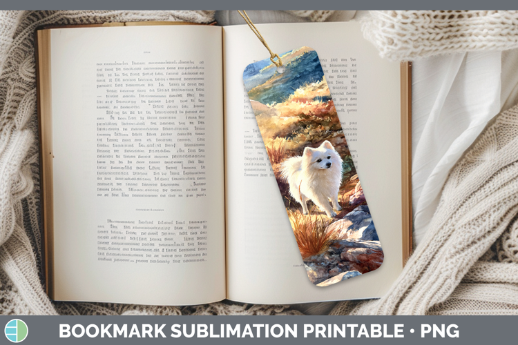 American Eskie Dogs 04 Sunset Bookmark Sublimation Design