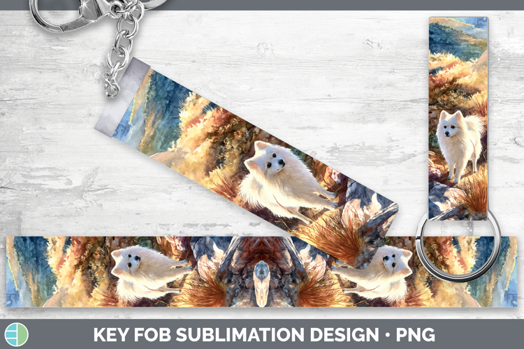 American Eskie Dogs 04 Sunset Key Fob Sublimation Design