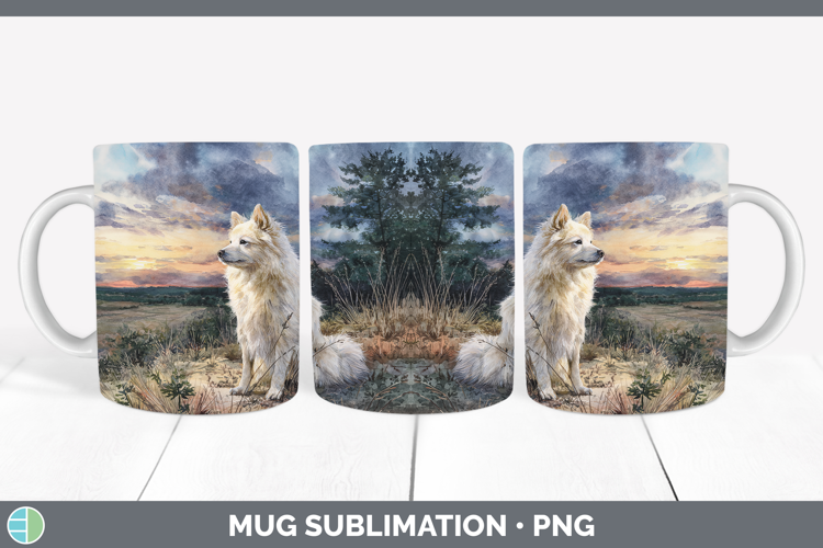 American Eskie Dogs 04 Sunset Mug Wrap Sublimation Design