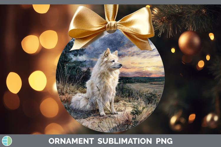 American Eskie Dogs 04 Sunset Ornament Sublimation Design