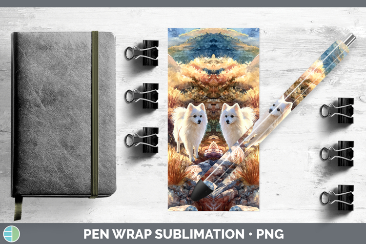 American Eskie Dogs 04 Sunset Pen Wrap Sublimation Design