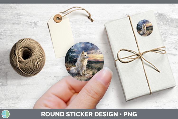 American Eskie Dogs 04 Sunset Stickers Design