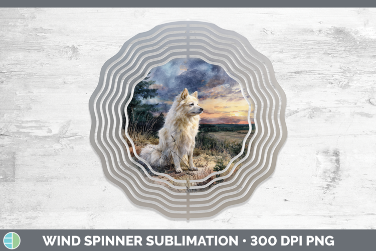 American Eskie Dogs 04 Sunset Wind Spinner Sublimation Desig