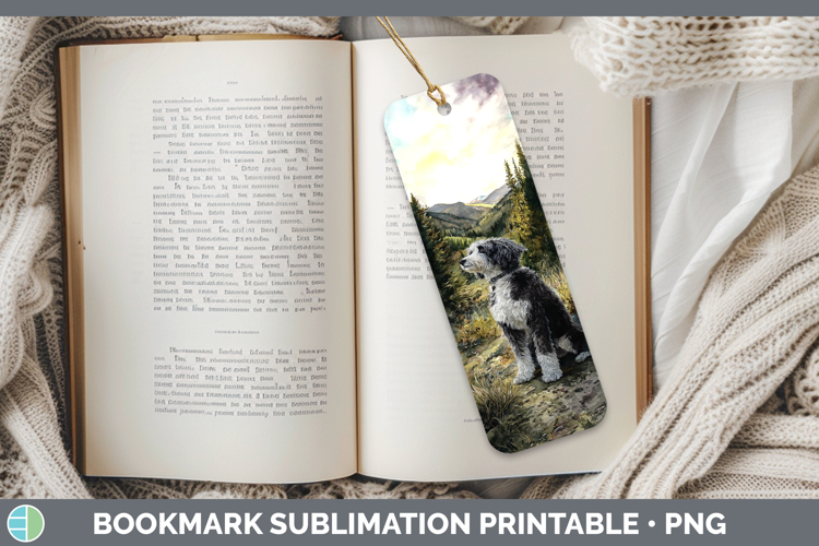 Bernedoodle Dogs 04 Sunset Bookmark Sublimation Design