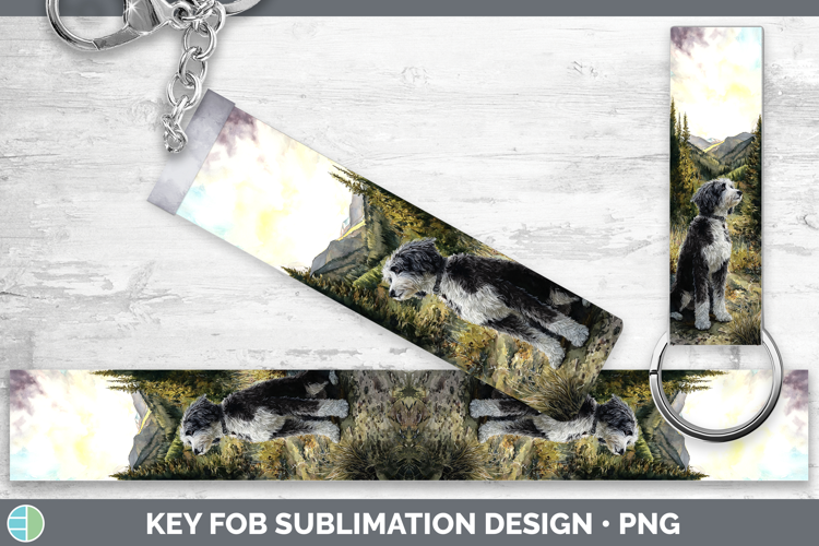 Bernedoodle Dogs 04 Sunset Key Fob Sublimation Design