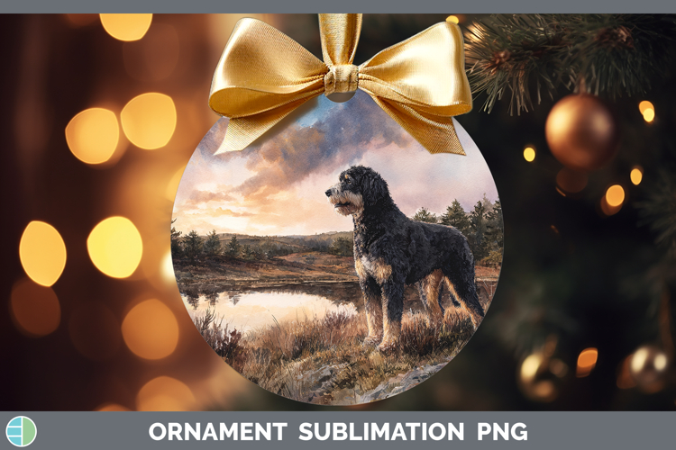 Bernedoodle Dogs 04 Sunset Ornament Sublimation Design