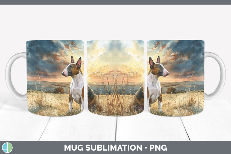 Bull Terrier Dogs 04 Sunset Mug Wrap Sublimation Design